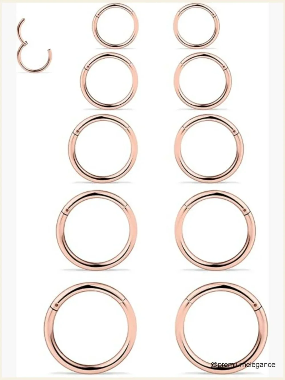 14G Surgical Steel Hinged Clicker Segment Rings 8-16mm Body Piercing Jewelry Set